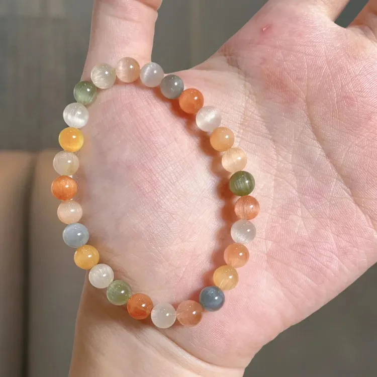 高品猫眼彩兔毛｜天然顺发水晶手串超美爆闪马卡龙手链多样性发一