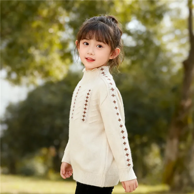 100%羊毛衫半高领秋冬季儿童毛衣学生男童女童套头宝宝洋气中小童