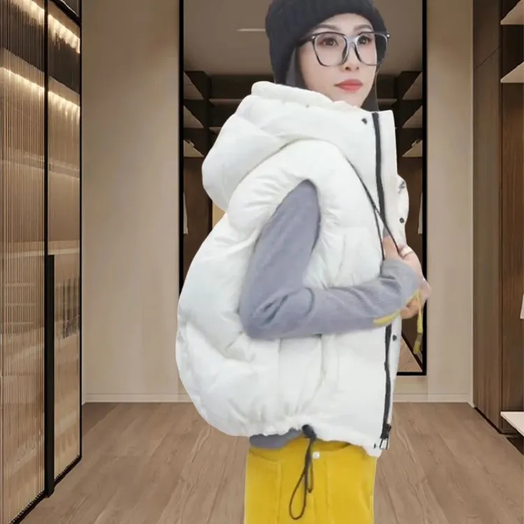 马甲女秋冬高级感2025新款时尚百搭外套休闲保暖加厚连帽坎肩马夹