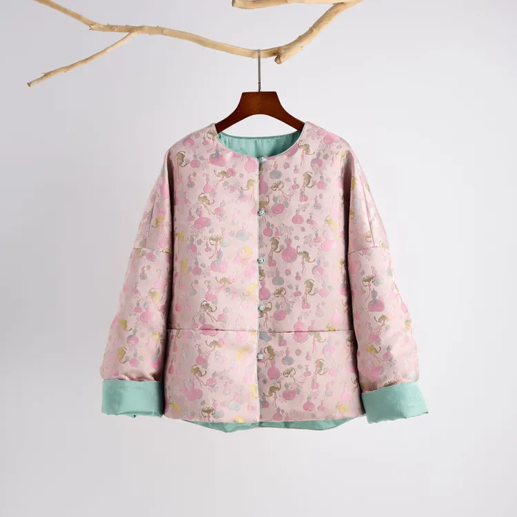 唐锦专属 白鹅绒宋锦保暖时尚百搭双面穿羽绒外套YRD67182519