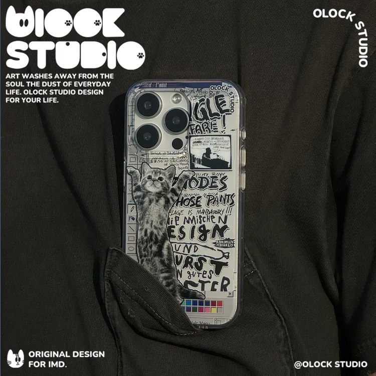OLOCK STUDIO艺术ps猫 适用iphone小众苹果手机壳14/151617pormax
