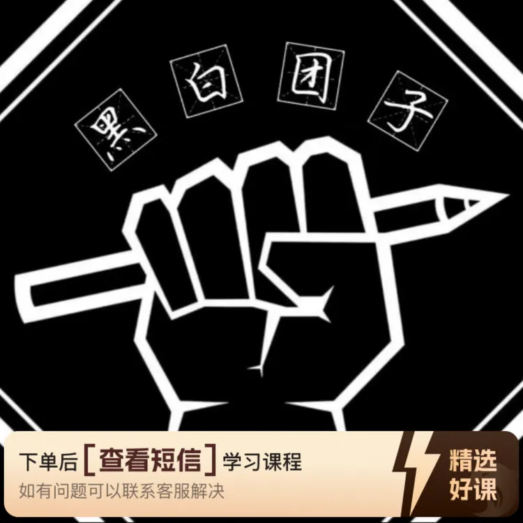 黑白团子·线描零基础课程（留意短信解锁课程）
