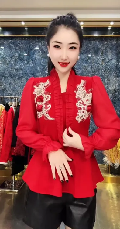 ins小衫蕾丝衬衫长袖金丝极简风轻职风法式衬衫袖