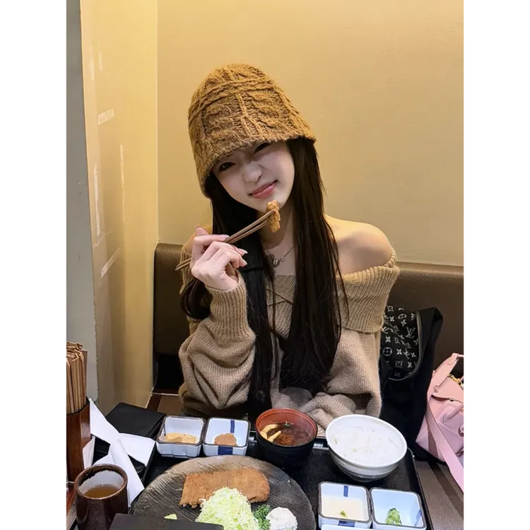 生活感~素颜日常韩国手工编织渔夫帽子女春夏显脸小百搭针织盆帽