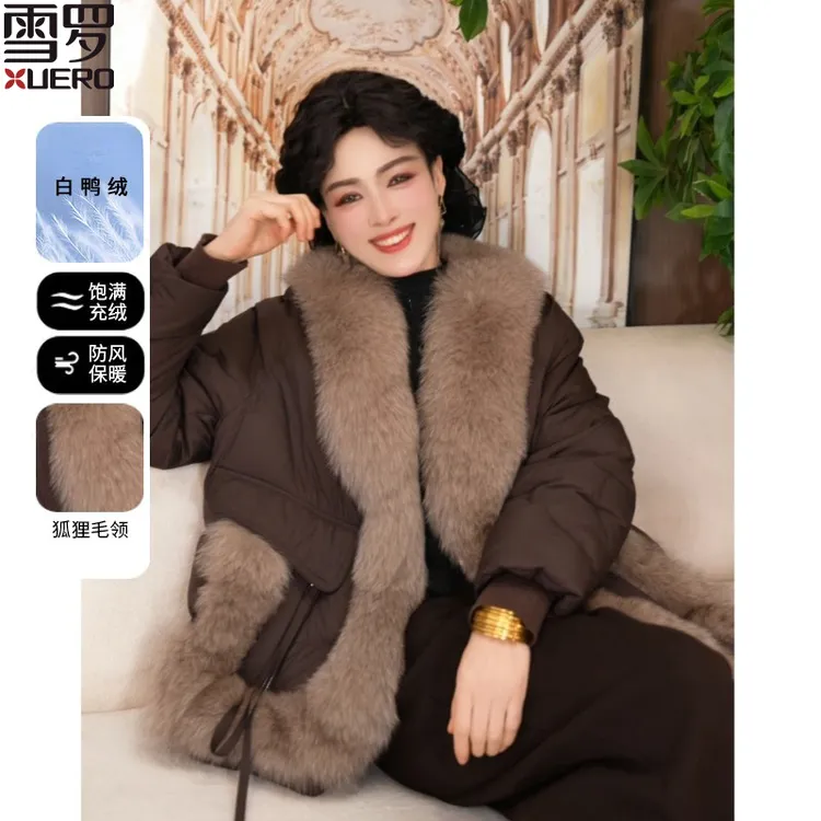 2025冬季新款妈妈装羽绒服洋气中年女装超大狐狸毛领外套