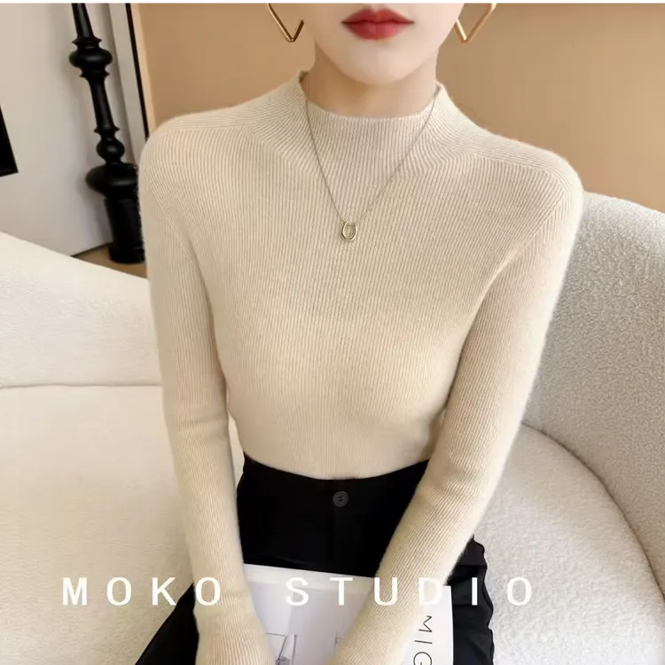 加厚款~能机洗！一件过冬 一线成衣羊毛半高领长袖打底衫时尚百搭