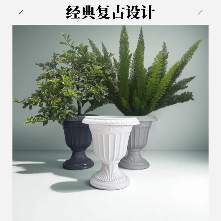 网红大口径罗马风格树脂龟背竹花盆可用于庭院布置及家居装饰
