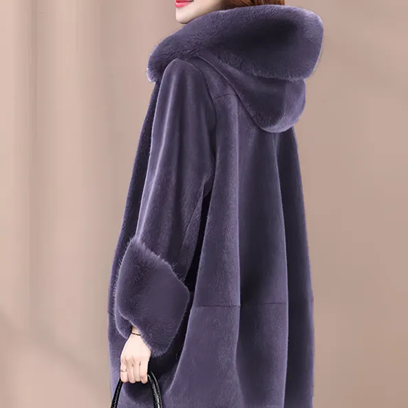 2024冬季新款连帽加厚大毛领外套