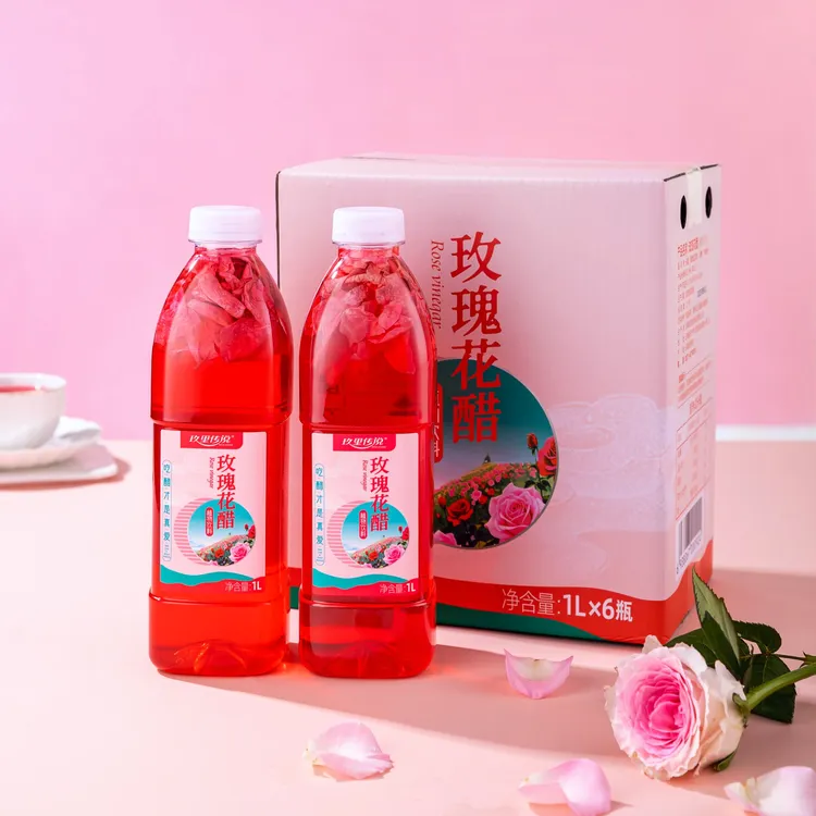 0糖0卡云南高原玫瑰花醋 重瓣玫瑰花类苹果醋 1L植物饮料