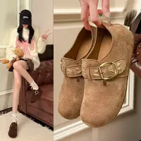 【退货补运费】5CM琥珀流光一脚蹬真皮懒人全包内增高勃肯鞋女 6091