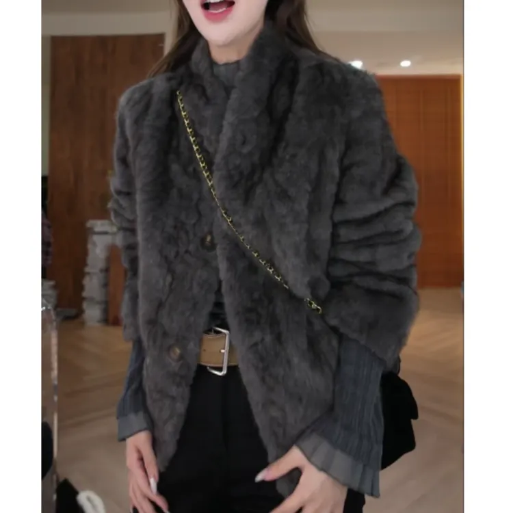 【妙语】秋冬新款时尚气质显瘦百搭厚款毛毛外套上衣LK2508809