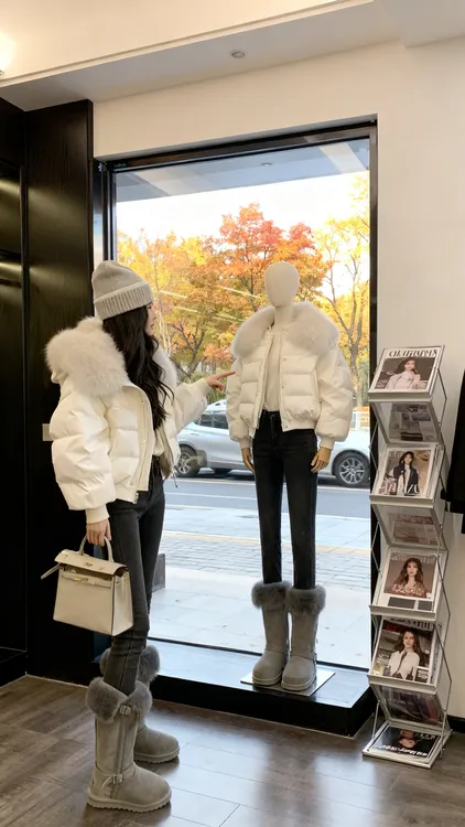 【当天发货】韩系学院风大毛领短款外套2025新款小个子小香风棉服冬