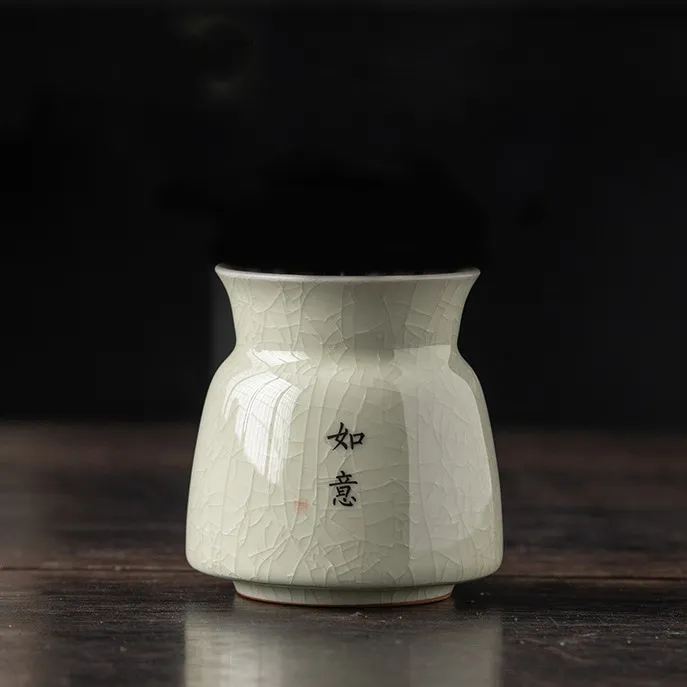 【本来一物】6号花瓶 哥窑米黄 小号花筒 水培干摆 佛手花瓶