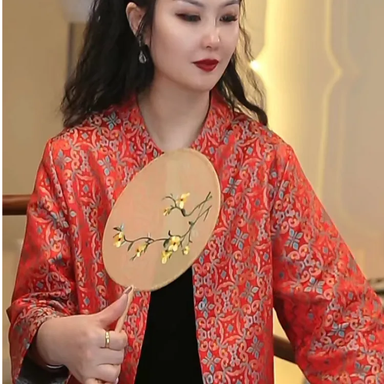 【出口金标正版】2025春季高档新款时尚气质提花轻奢风透气长款外套