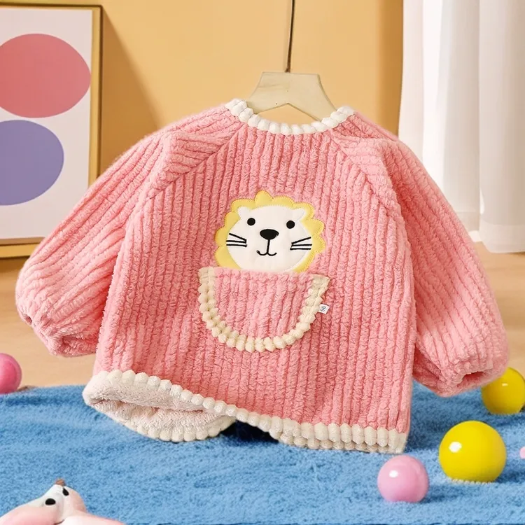 秋冬新款幼儿罩衣加厚反穿衣外穿婴儿围兜小孩罩棉衣护衣加绒罩衫