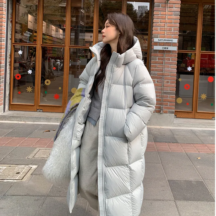 云朵泡芙棉服女中长款2025年新款加厚连帽过膝学院棉袄面包服