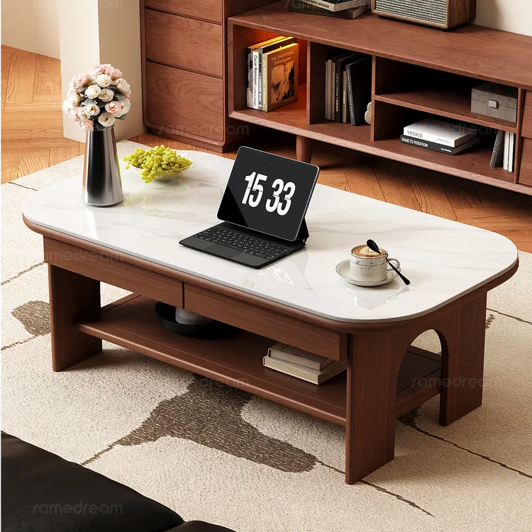 茶几最新款2025高档大气客厅家用现代简约实木方形轻奢高级感茶桌