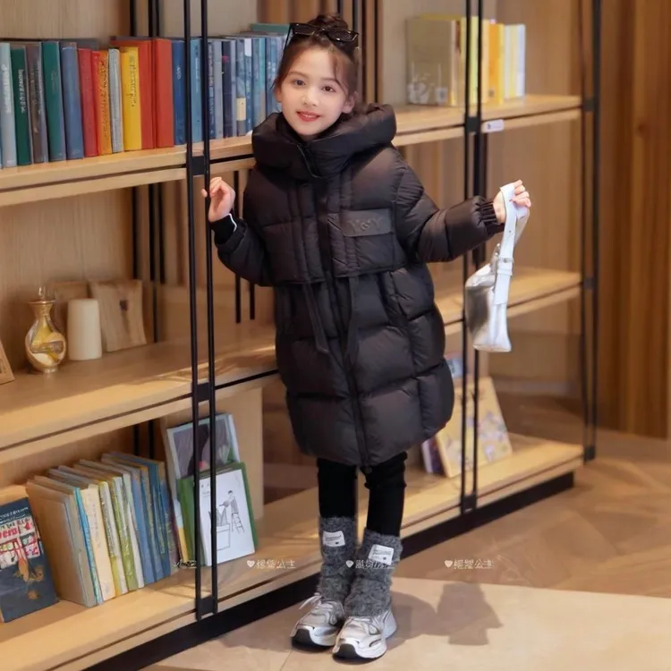 媛媛公主中长款羽绒服女童2025冬季新品加厚保暖连帽款15415R073