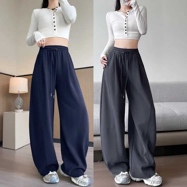 秋冬加绒弯刀裤显瘦舒适高腰大码休闲裤宽松运动裤卫裤女【剪标款】