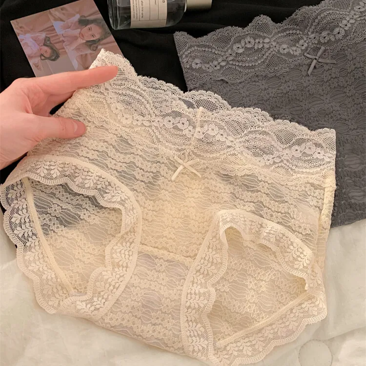 蕾丝内裤女生纯棉抑菌裆2025新款中腰透气女士包臀性感纯欲三角裤