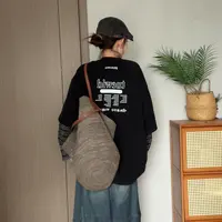 橘子罐头秋季新款磨毛百搭复古美式宽松重磅圆领印花T恤