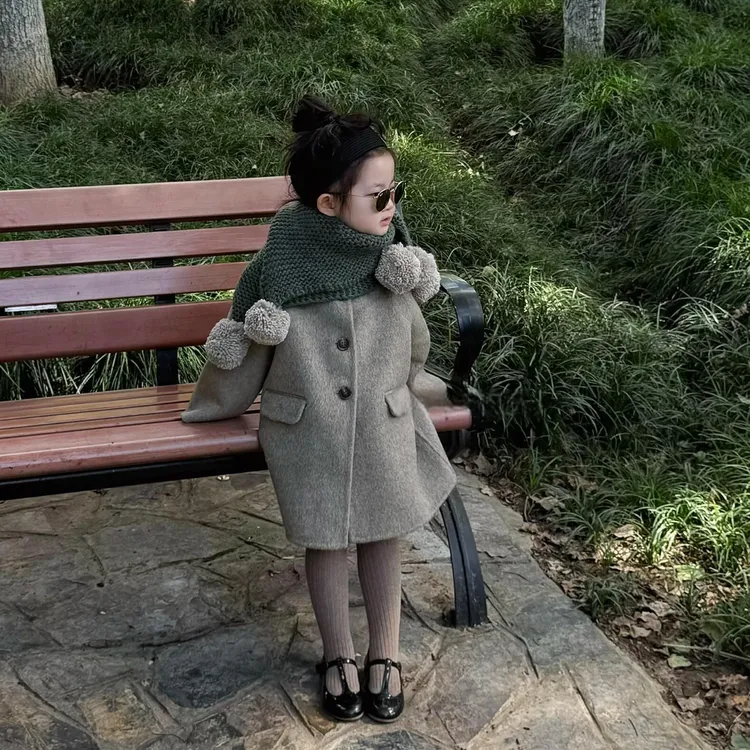 壹妈童装女童高级感双面呢大衣秋冬2025新款洋气女宝英伦风呢外套