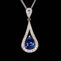 如苑珠宝18K蓝宝石吊坠 /1.25ct /AIGS /老烧 /皇家蓝