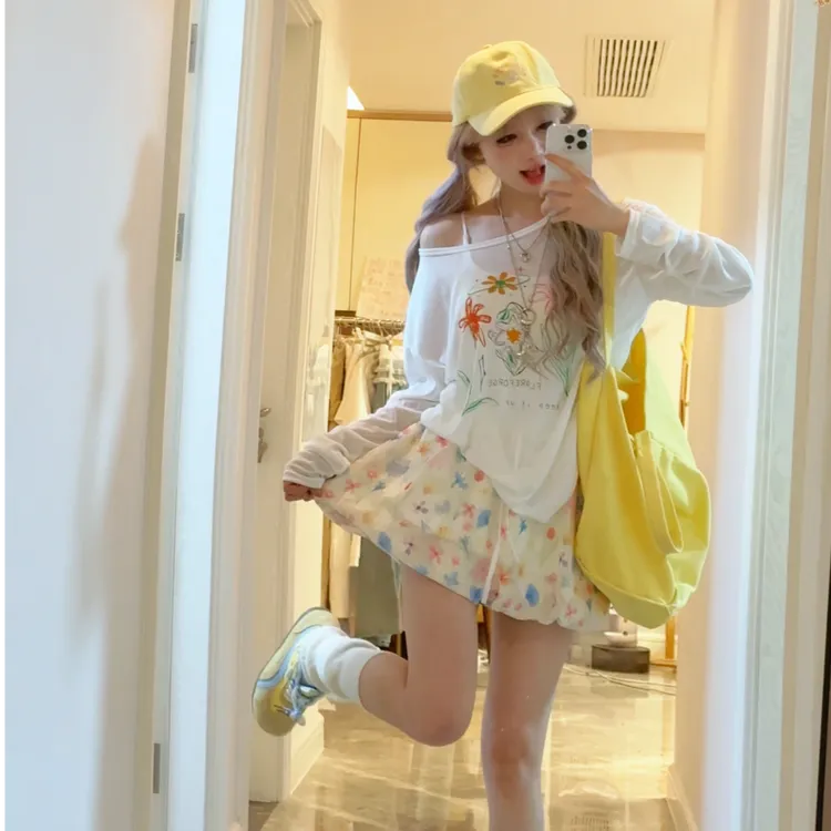 冰丝碎花花苞裤女短裤夏季薄2025新款百搭显瘦