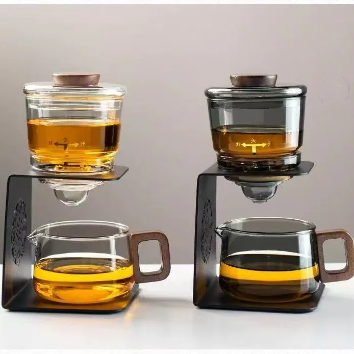 纯钛玻璃自动茶具套装家用轻奢高档功夫茶杯磁吸防烫泡茶壶