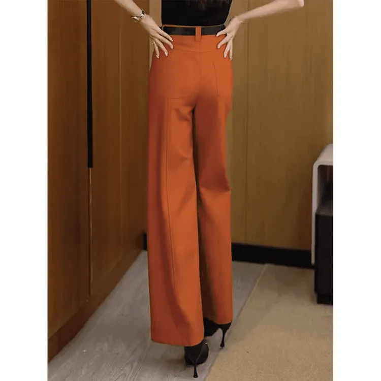 时尚高腰垂感阔腿休闲西装裤2025春夏款爆款显瘦宽松直筒裤女通勤