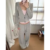 新款卫衣套装 秋季拉链连帽开衫上衣+直筒百搭休闲裤Y1750+Y1751