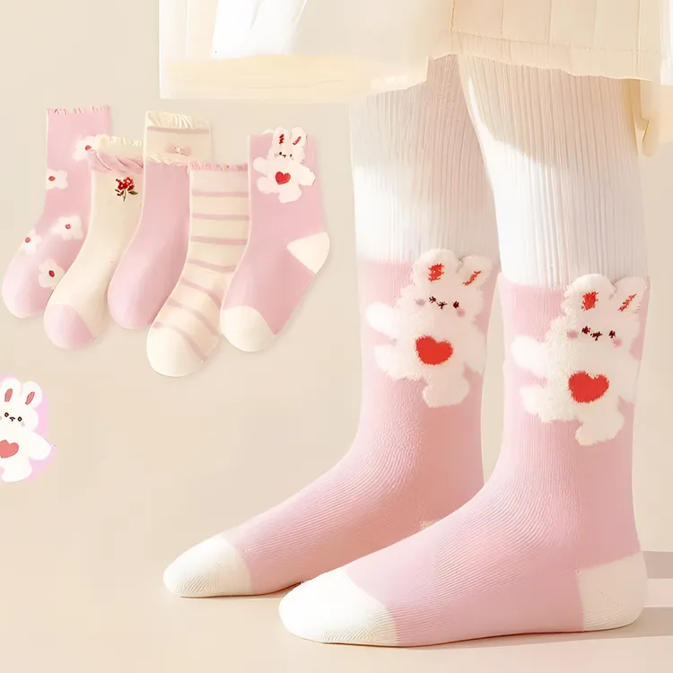 儿童袜子女秋冬女童新品中筒袜春秋季童袜宝宝卡通公主袜可爱百搭
