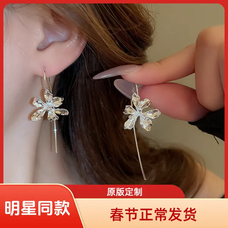 合金耳饰 春夏欧若风法式鸢尾花朵耳环轻奢优雅气质耳坠商品图