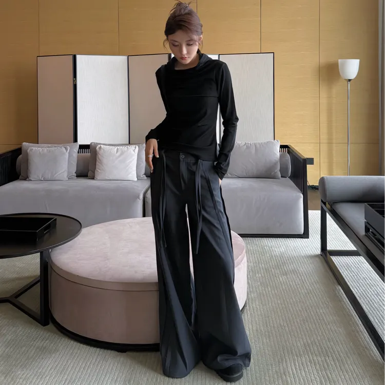 Moprobably李予诺「品格」高级垂感阔腿抽绳休闲西装裤L5258001