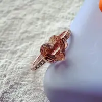 合金仿水晶戒指 ins风高级感爱心水钻戒指女
