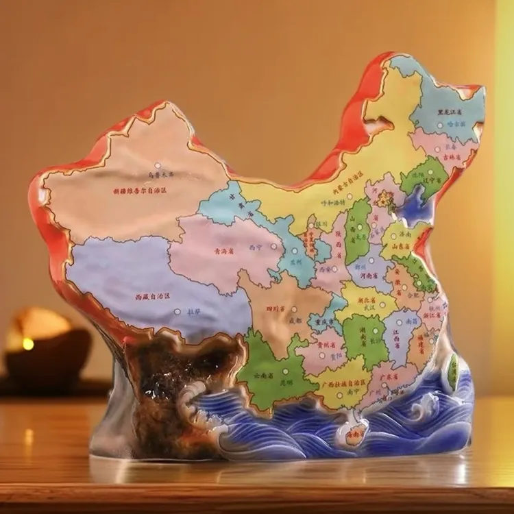 景德镇陶瓷空酒瓶中国地图摆件散装密封酒壶5斤装专用存酒具送礼