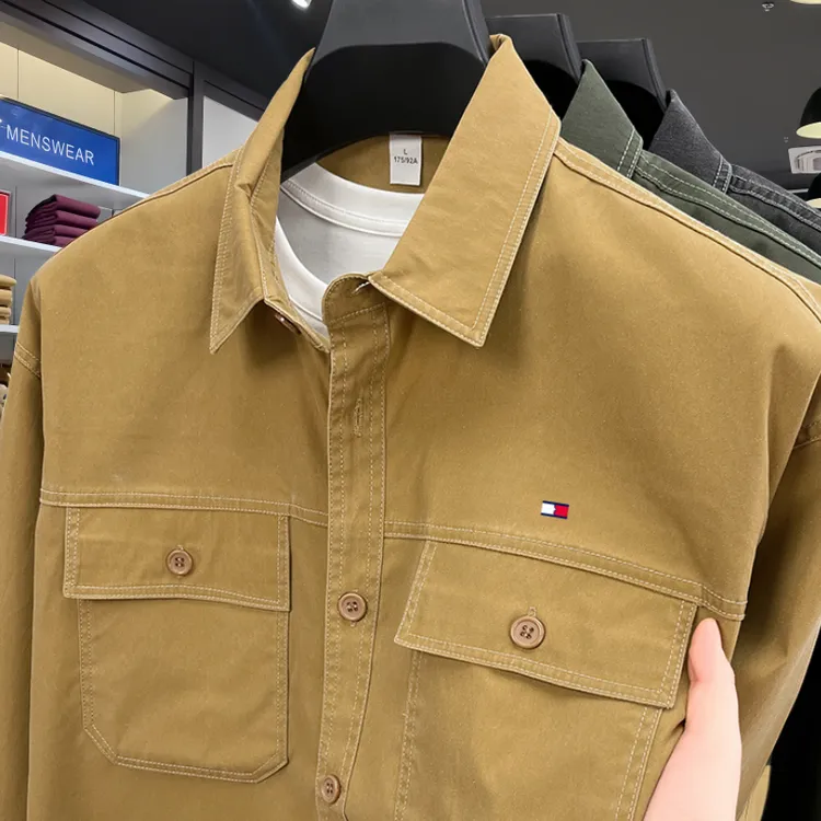 Tommy汤米牛仔衬衫长袖2025春秋新款时尚潮流复古休闲工装外套男