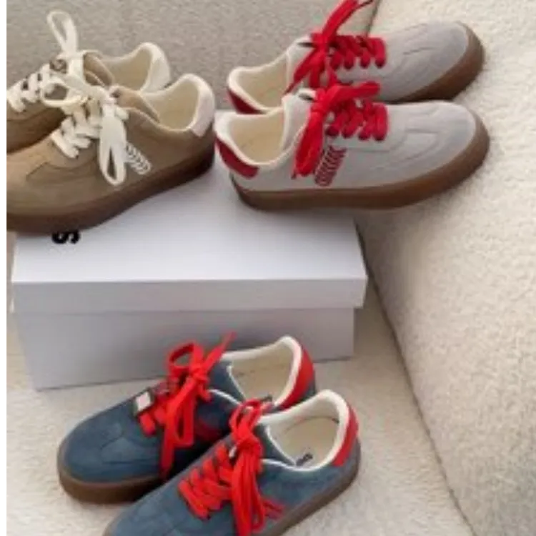 诗歌兰真皮女鞋2025早春新款时尚厚底系带休闲鞋百搭运动鞋德训鞋