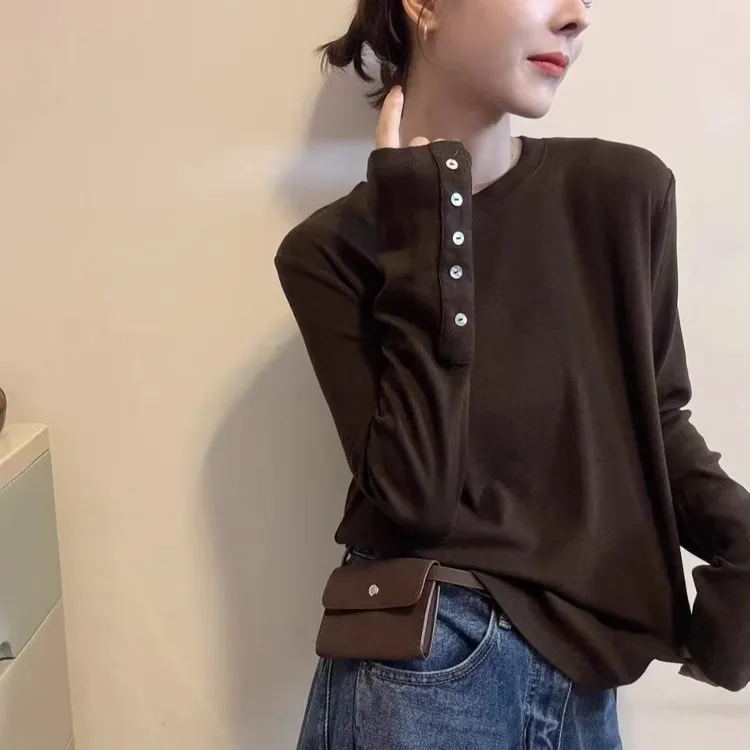 长袖T恤女2025秋季新款韩版时尚休闲后背设计打底衫洋气百搭上衣
