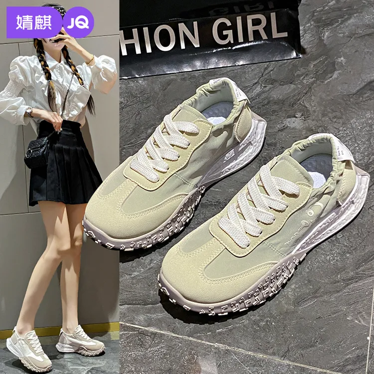 JOYNCLEON/婧麒厚底增高透气运动休闲老爹鞋女2025新款百搭运动鞋