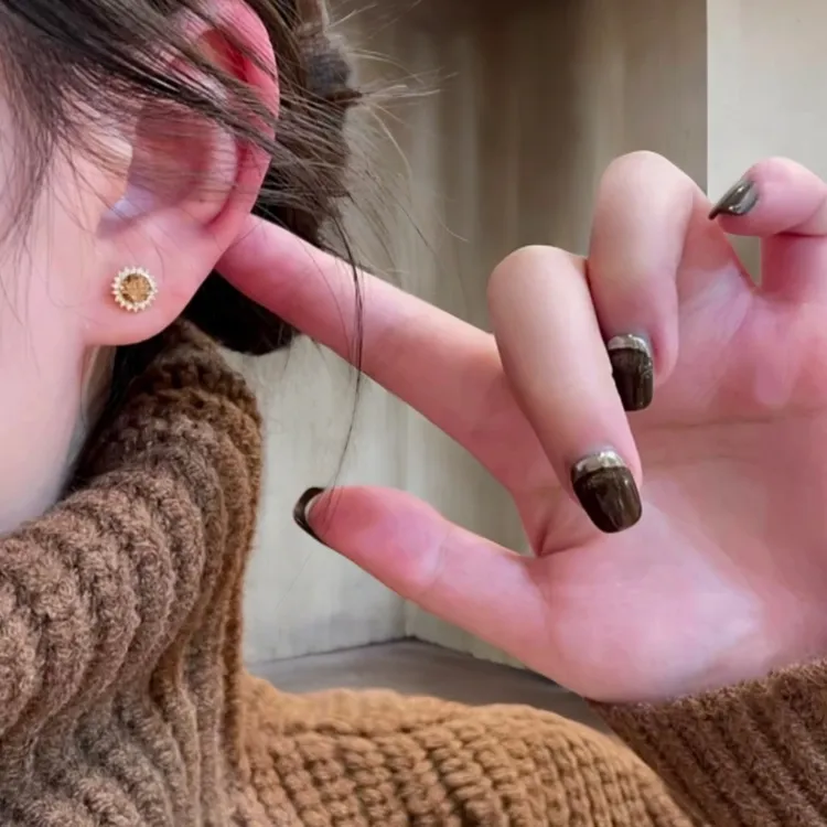 铜合金锆石耳饰 珠珠锆石一款两戴耳环简约百搭气质商品图