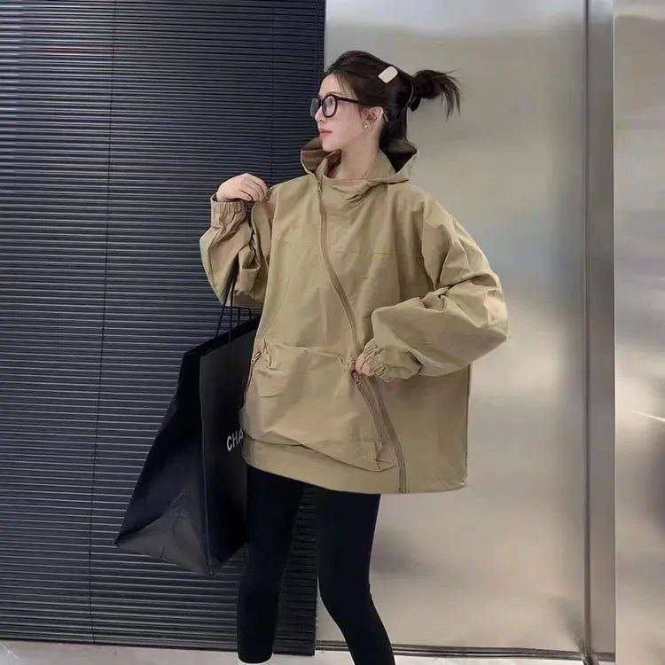 9816韩系早春新款斜拉链设计师款休闲女装外套潮