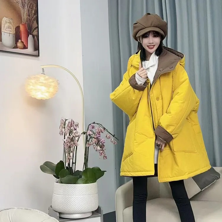 【沐木流浪记】（星雨）冬季时尚休闲连帽双面穿飘带棉服外套z