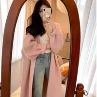 【.2025经典版本.】加厚秋冬款.慵懒风2025女中长款毛织大衣开衫