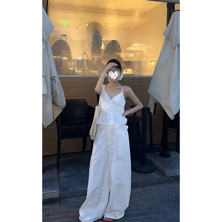 女生韩系ins衣服慵懒风通勤日系显瘦百搭背心吊带宽松休闲阔腿裤