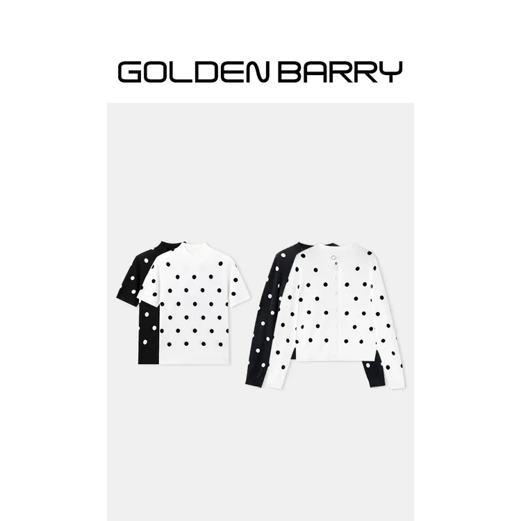 GOLDENBARRY洋气减龄半高领短袖/圆领波点针织开衫246469/242298