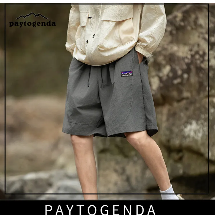 巴塔正品PAYTOGENDA夏季户外速干工装短裤男宽松百搭抽绳五分裤
