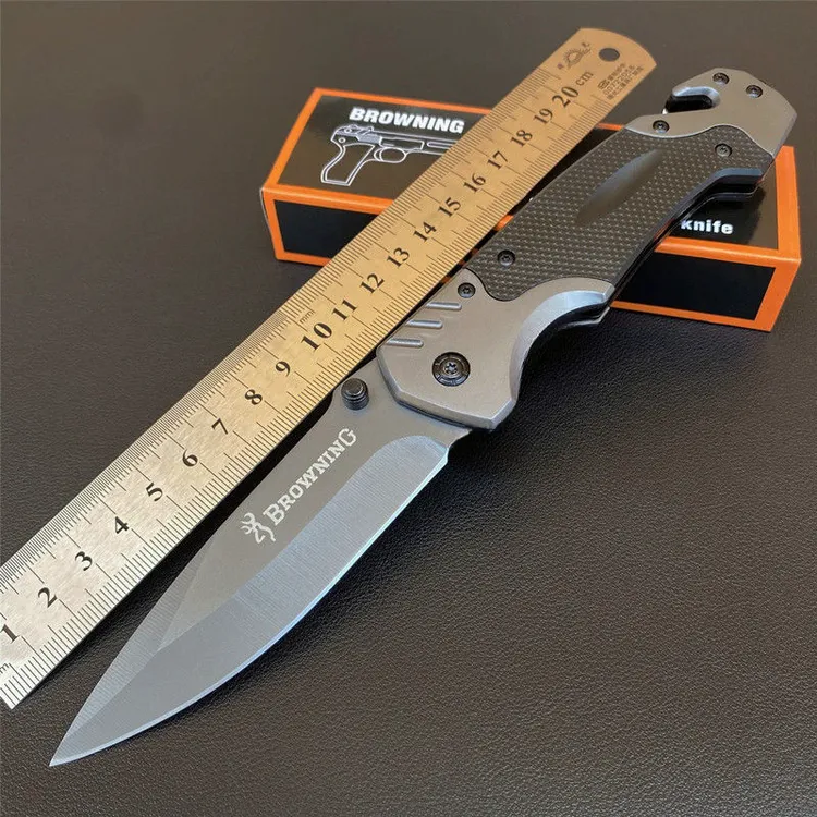 勃朗宁伸缩叠折刀削铁如泥野外生存露营锋利小刀多功能便携小刀具