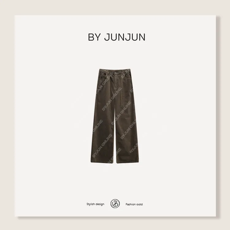 ByJunjun黑糖 日本进口料不泛白灯芯绒直筒裤保暖休闲裤