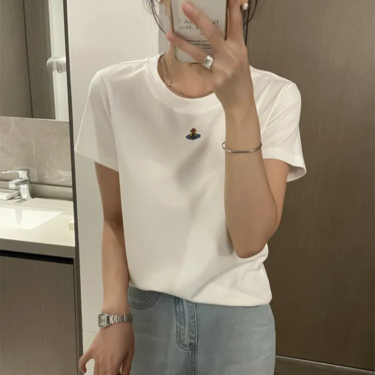 「立体星球刺绣」莱赛尔天丝冰凉感T恤女 夏季韩版休闲百搭短袖Z501